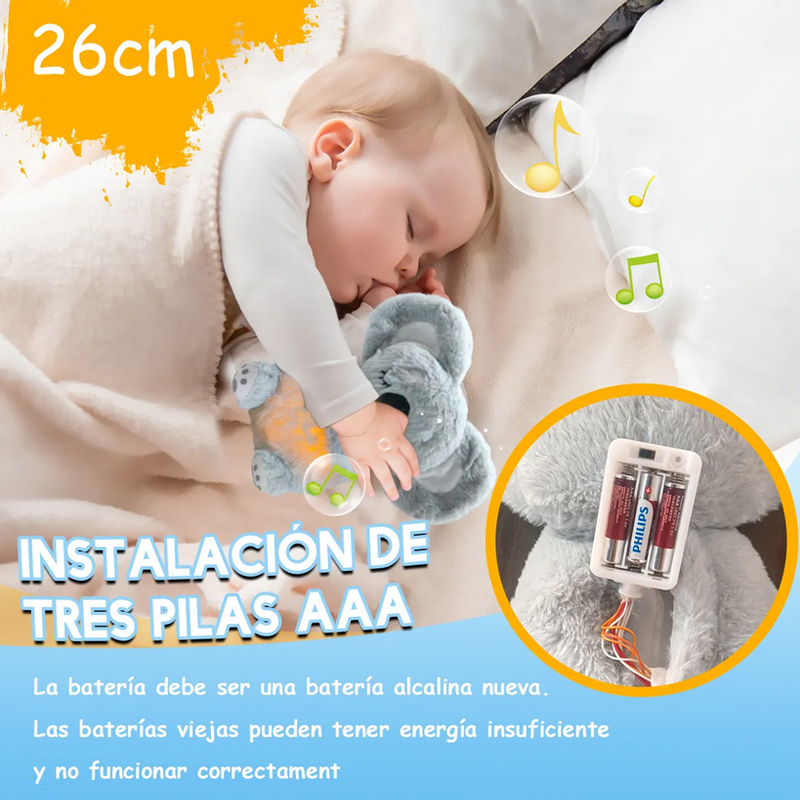 Peluche Koala Con Voz Y Respiración, Hora De Dormir Color Gris