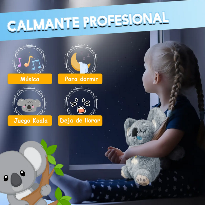 Peluche Koala Con Voz Y Respiración, Hora De Dormir Color Gris