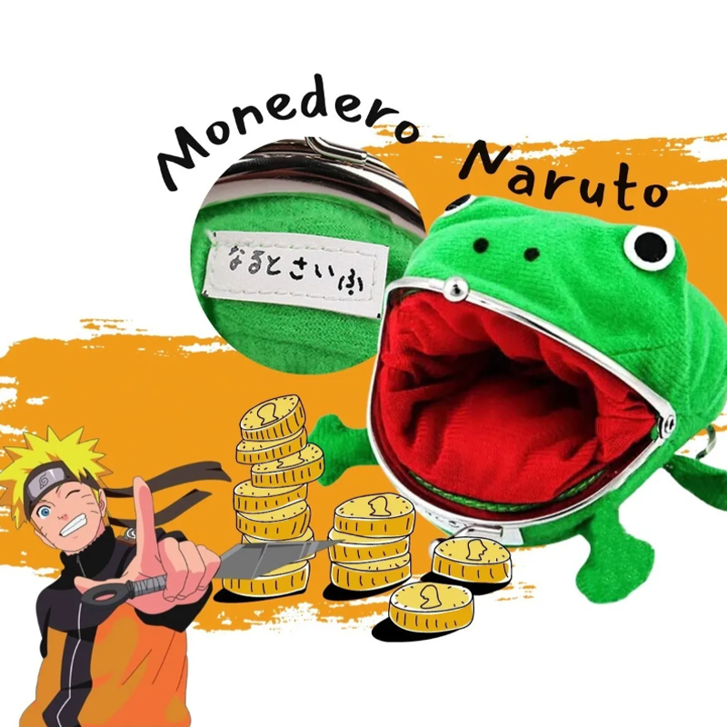 Monedero De Ranita Verde De Peluche! Uzumaki Naruto! 1 pza