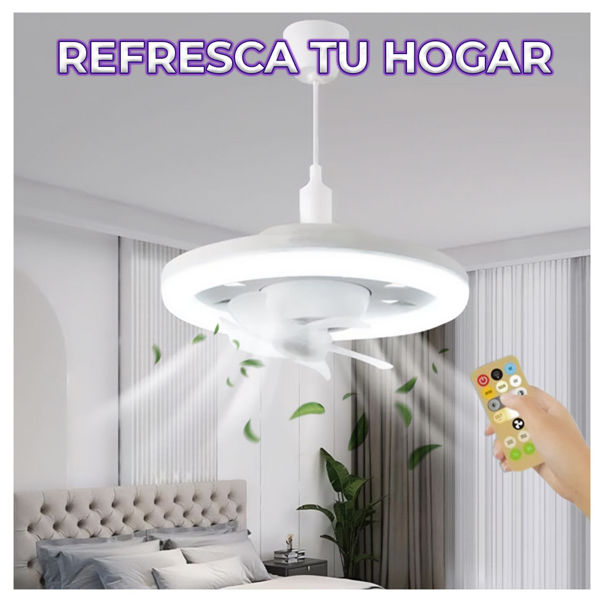 Ventilador De Techo Con Luz LED Con Tres Temperaturas De Color Control IR