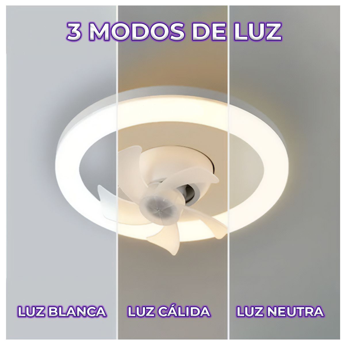 Ventilador De Techo Con Luz LED Con Tres Temperaturas De Color Control IR