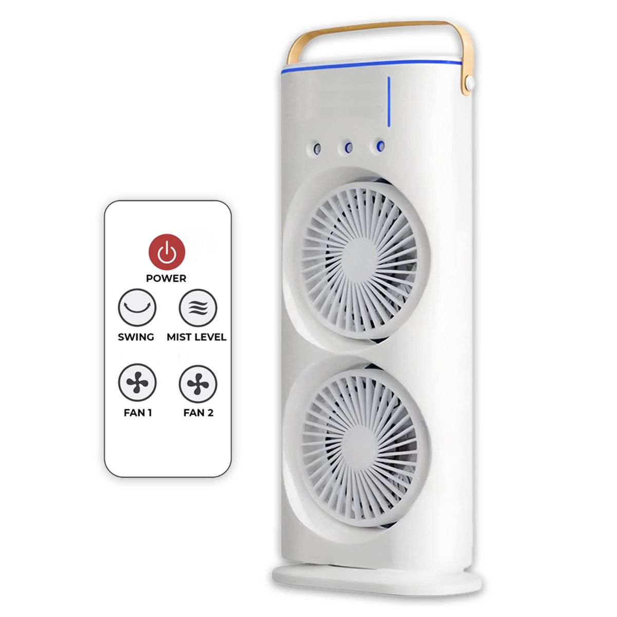 Ventilador De Torre Doble Con Humidificador Base Giratoria Y Control Remoto