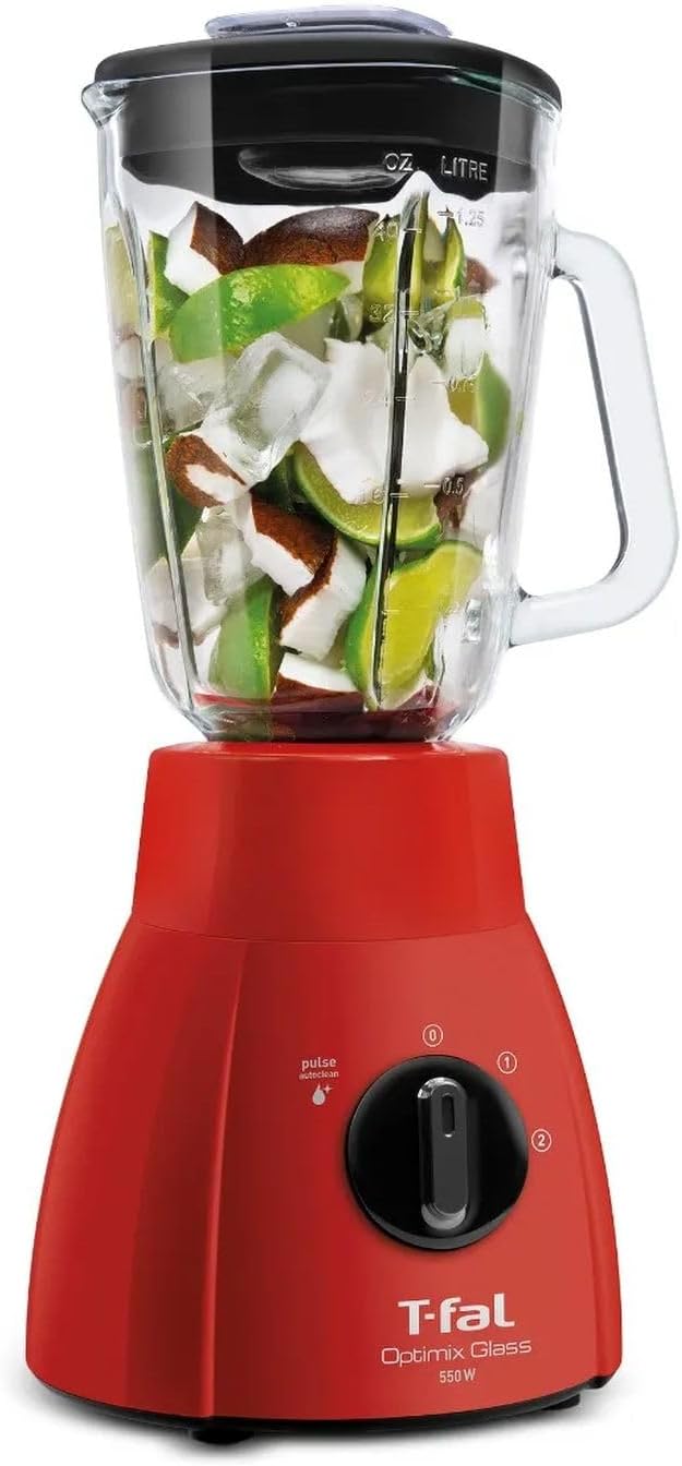 LICUADORA OPTIMIX 2 VEL. V.VIDRIO 550W 2L COLOR ROJO T-FAL