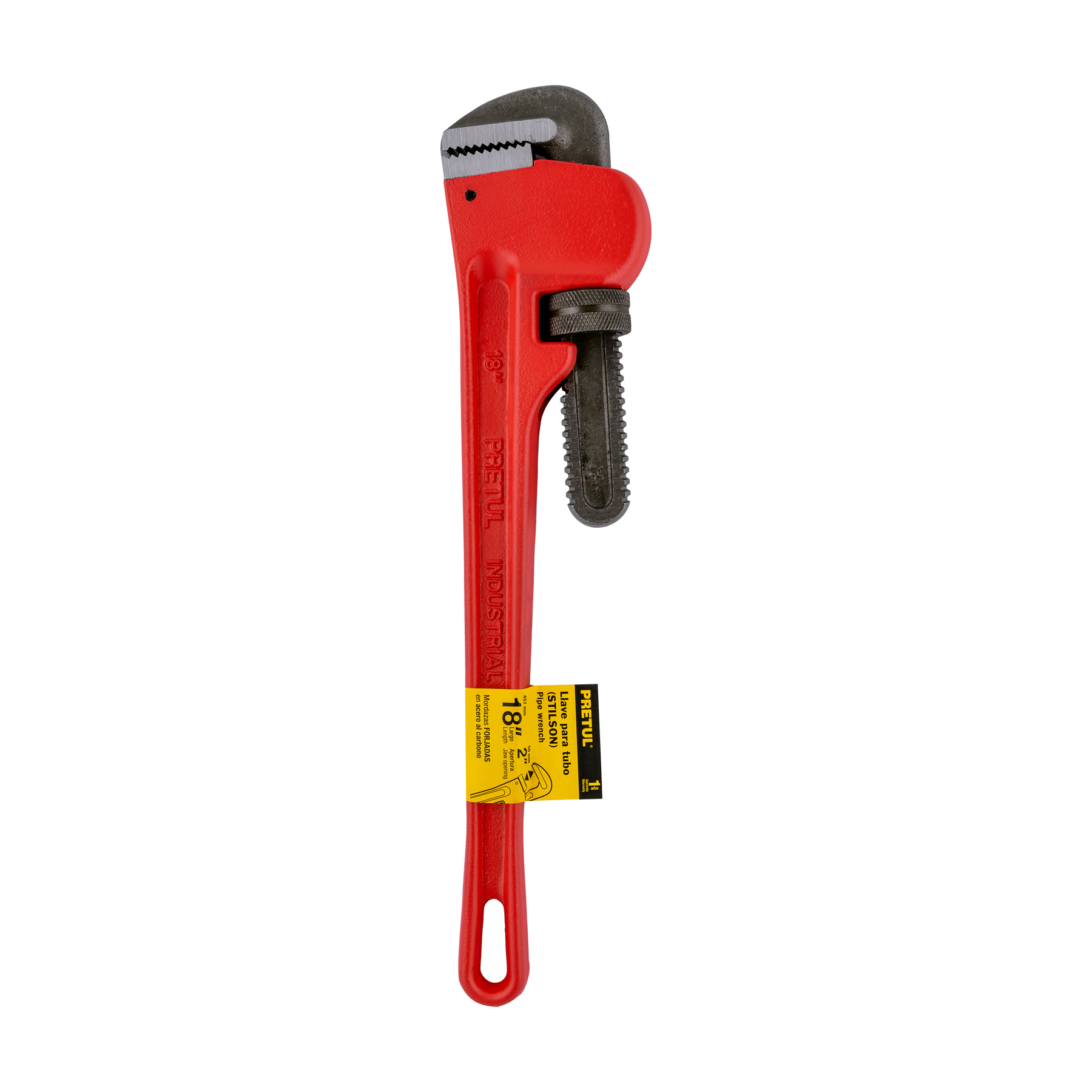 Llave Stilson 18" Cuerpo de Hierro Maleable Modelo STI-18P Marca PRETUL