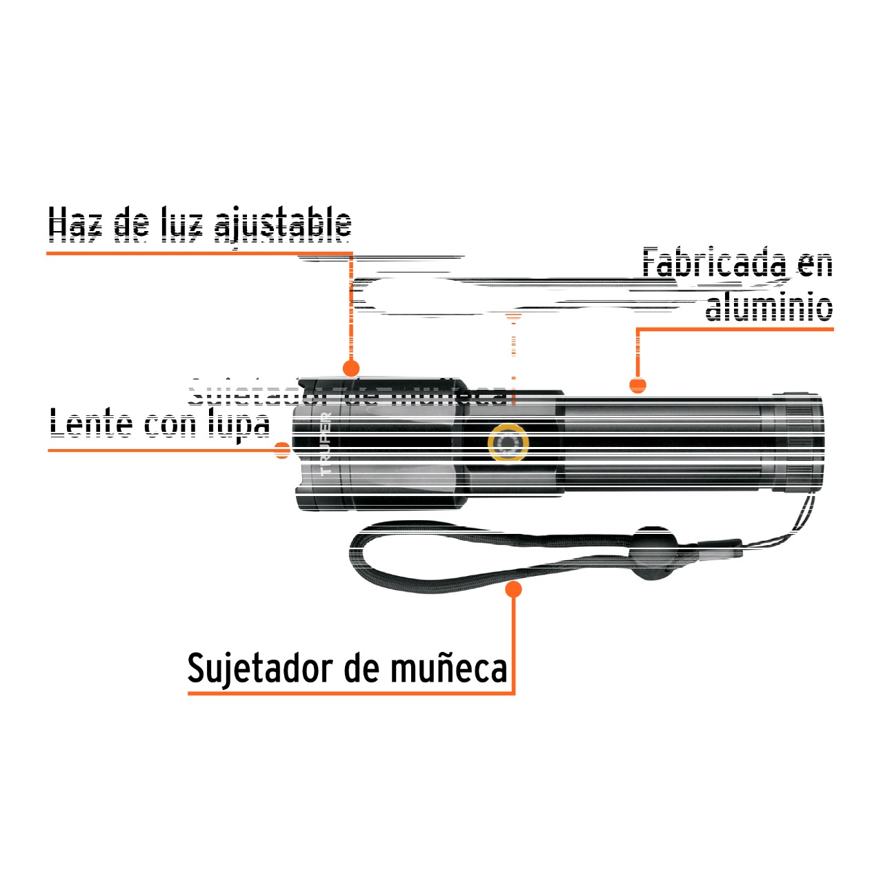 LIRA-1200	Linterna LED recargable, de aluminio, 1,200 lm, TRUPER