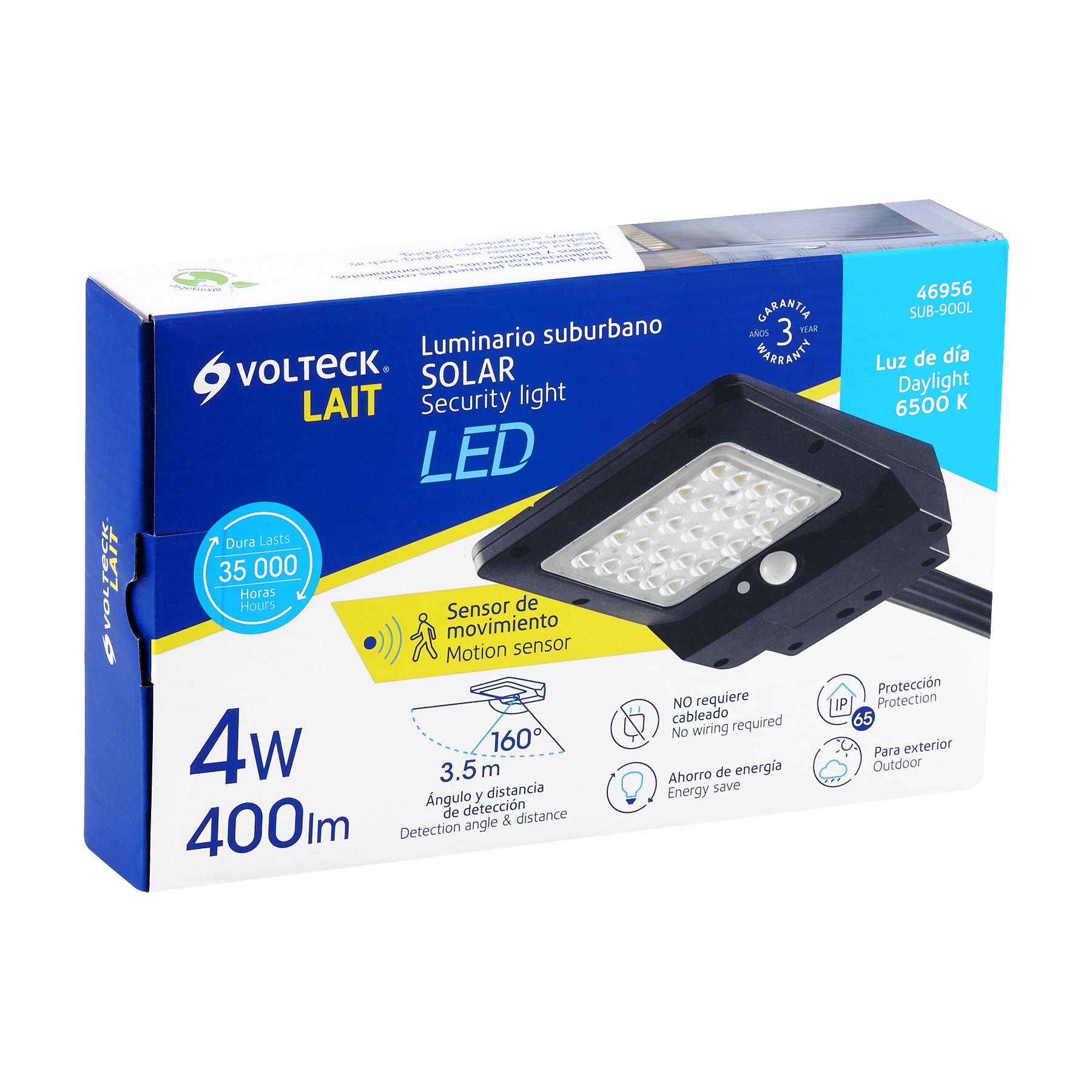 Luminario Suburbano LED 4W con Panel Solar Modelo SUB-900L Marca VOLTECK