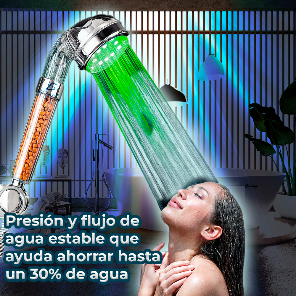 Regadera de Baño con Luz LED RGB con Piedras Filtrantes – Relajación, Estilo y Purificación en Cada Ducha