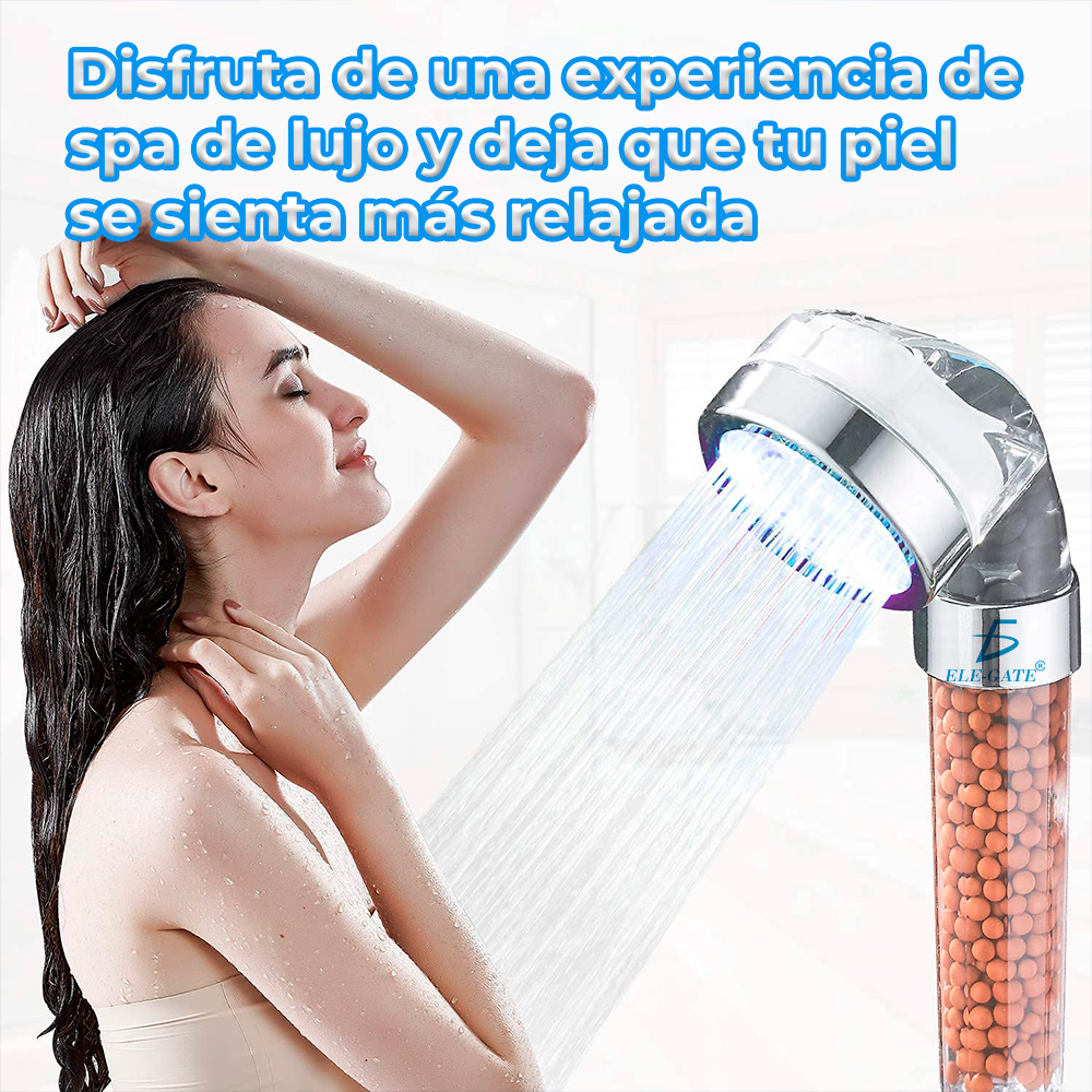 Regadera de Baño con Luz LED RGB con Piedras Filtrantes – Relajación, Estilo y Purificación en Cada Ducha