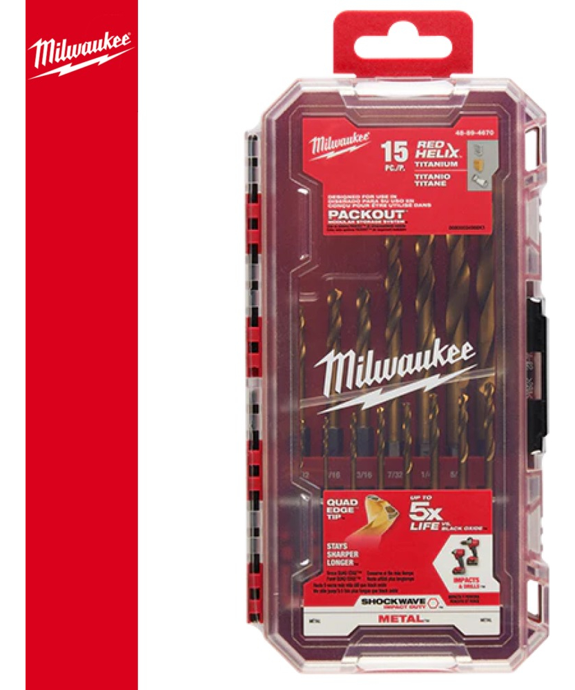 Juego de brocas de titanio 15pz 48-89-4670 Milwaukee