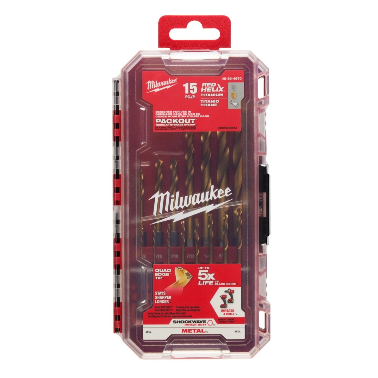 Juego de brocas de titanio 15pz 48-89-4670 Milwaukee