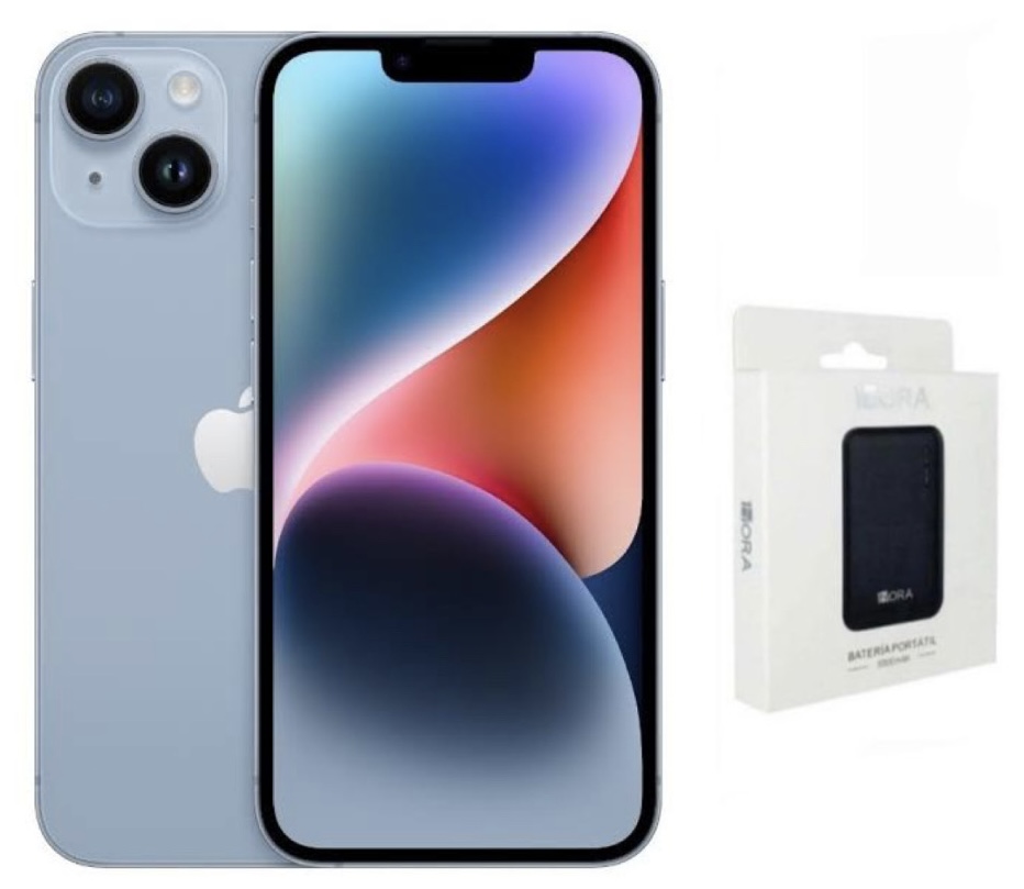 IPhone 14 Azul Cielo 128 GB  Reacondicionado libre de fabrica +PILA PORTATIL 