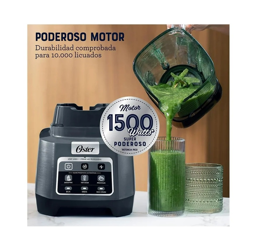 Licuadora Oster Profesional XTREME MIX con iBLEND y MAX CRUSH Vaso de Vidrio