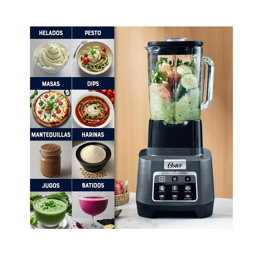 Licuadora Oster Profesional XTREME MIX con iBLEND y MAX CRUSH Vaso de Vidrio