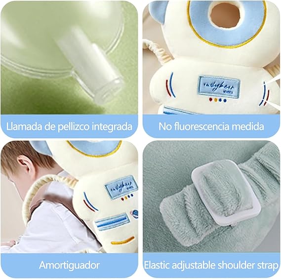 Mochila Protectora de Cabeza de Niño,Protector de Cabeza para Niño Ajustable, Almohada protectora para caidas