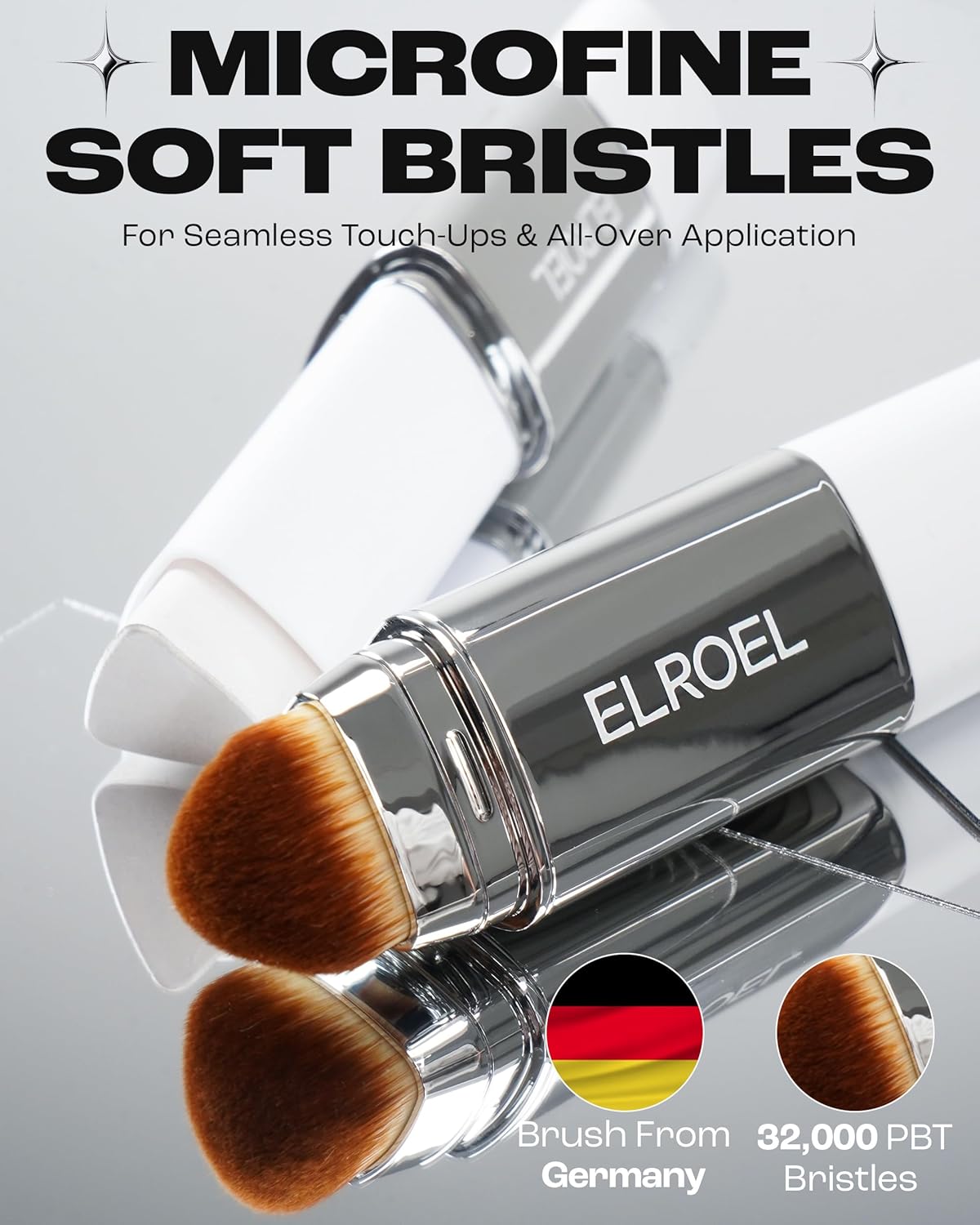 ELROEL Base de Maquillaje Coreana que cambia de Color con Cepillo , Cobertura completa a media (202 Natural, 0.45 onzas)