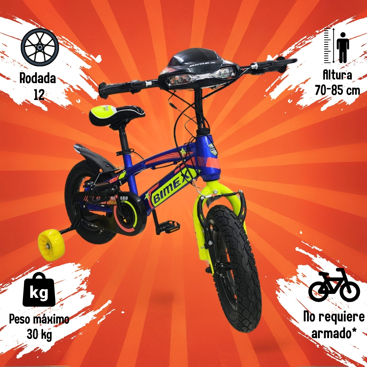 Bicicleta Para Niños R12 Gossa Meteoro Pro Azul