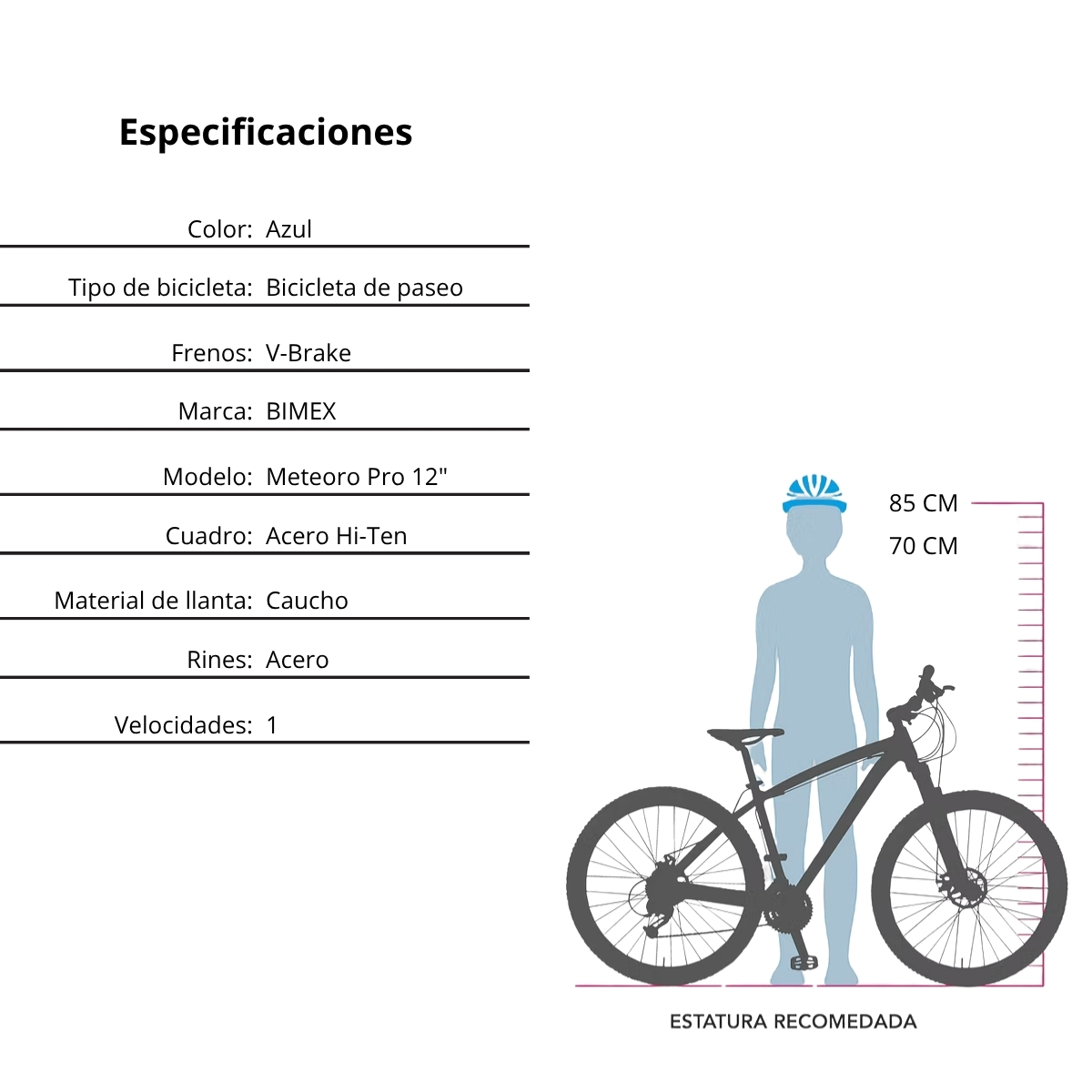 Bicicleta Para Niños R12 Gossa Meteoro Pro Azul