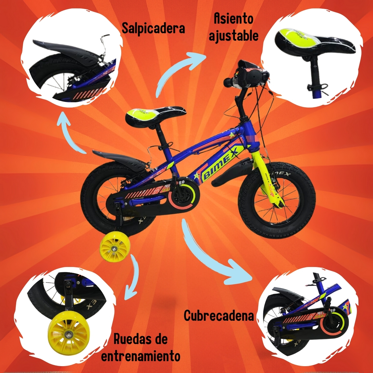 Bicicleta Para Niños R12 Gossa Meteoro Pro Azul