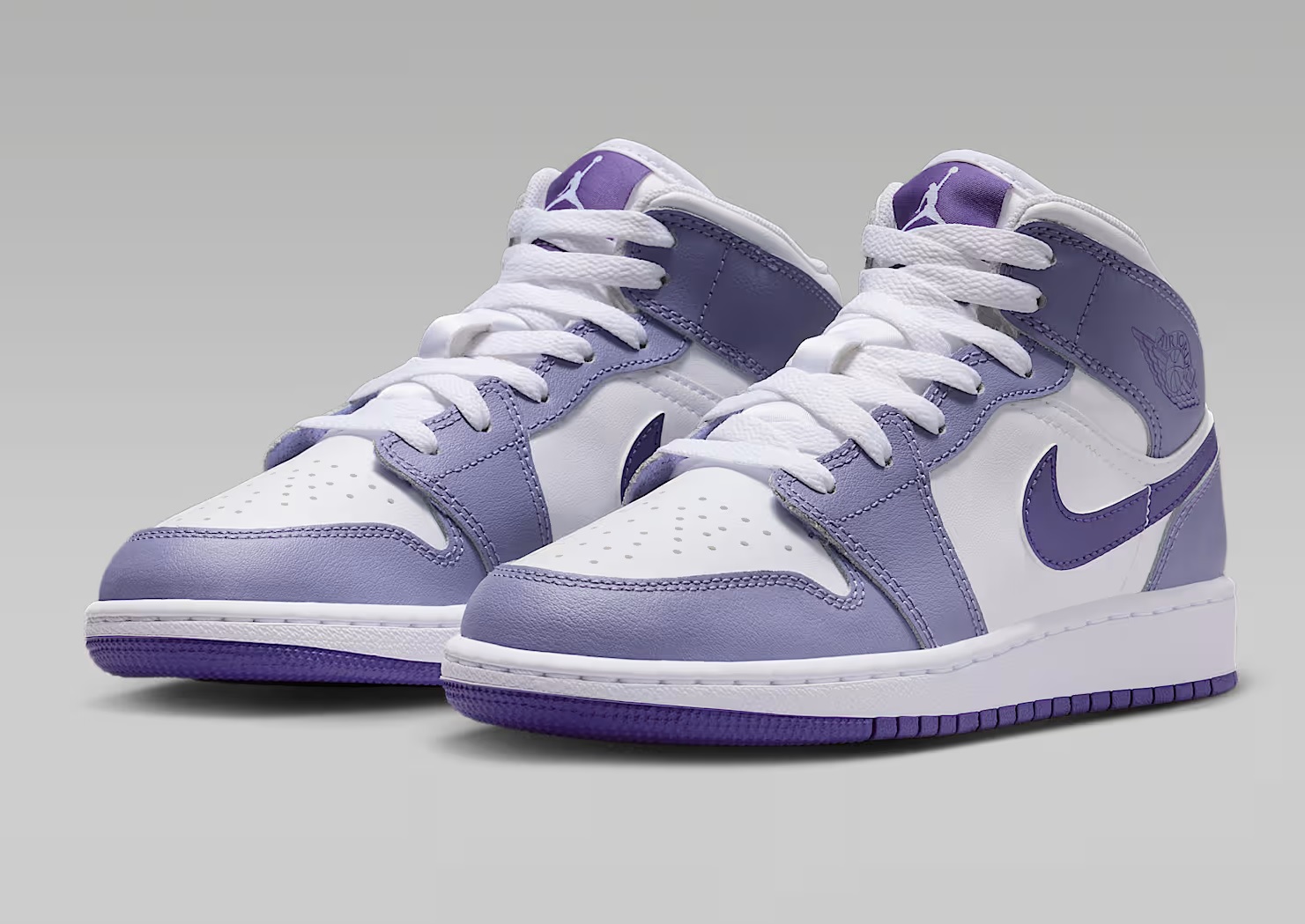 Tenis Air Jordan 1 Mid Blanco/morado Mujer Tallas #23 al #25
