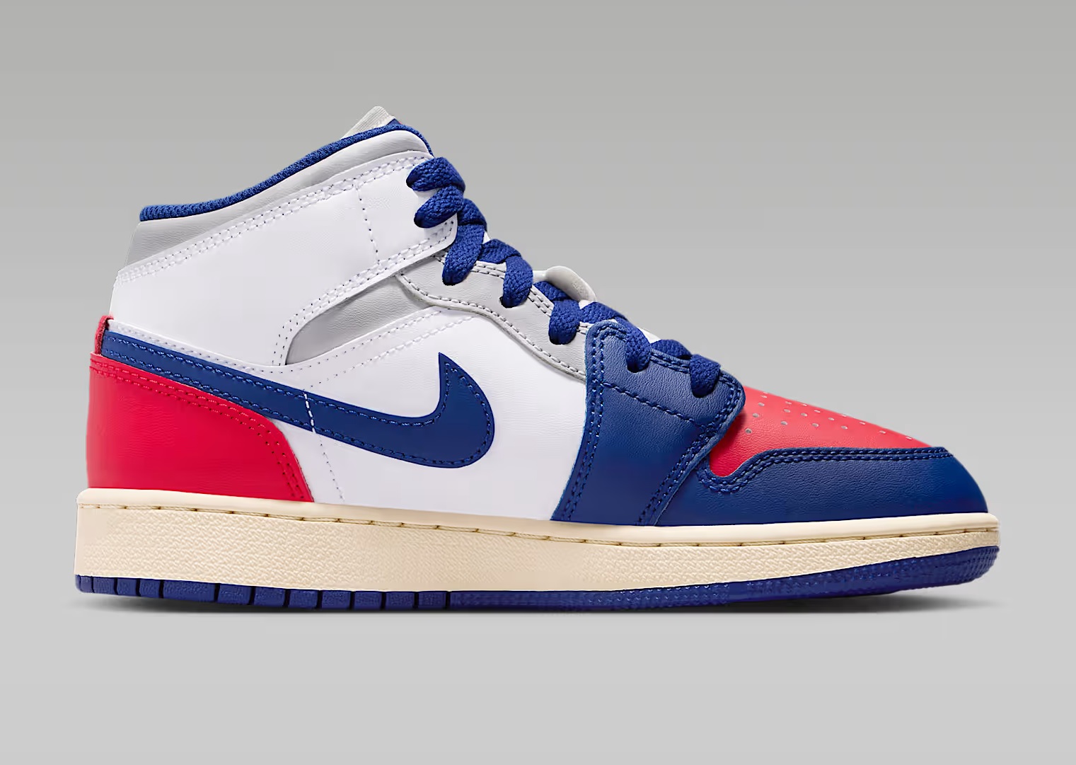 Tenis Air Jordan 1 Mid Blanco/rojo/azul Mujer Tallas #22.5 al #25