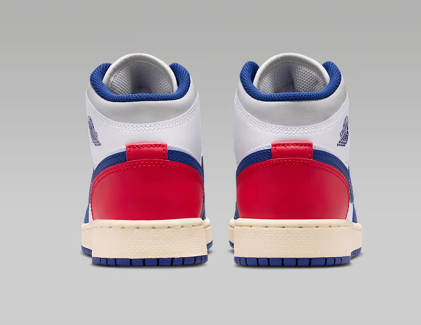 Tenis Air Jordan 1 Mid Blanco/rojo/azul Mujer Tallas #22.5 al #25
