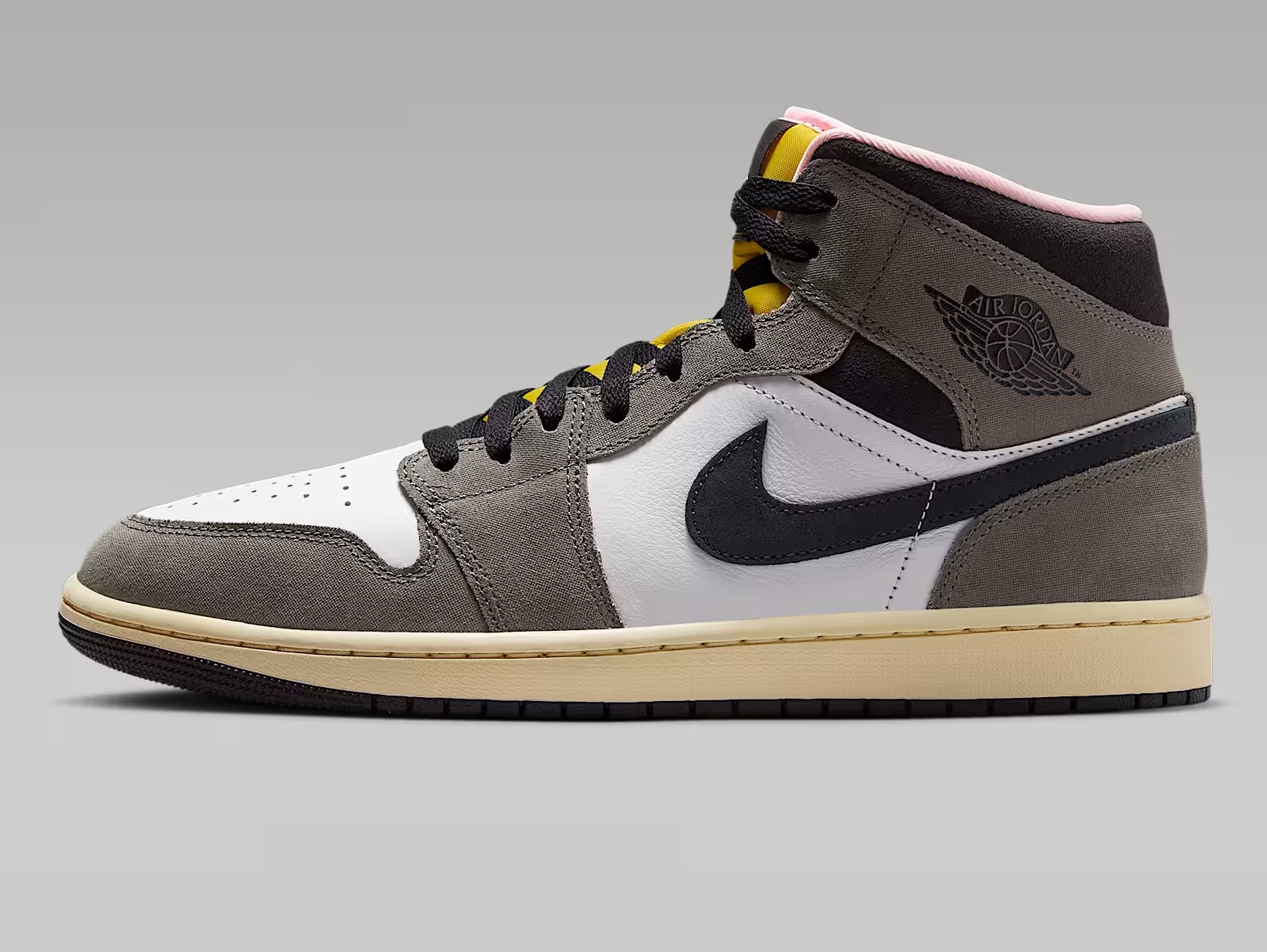 Tenis Air Jordan 1 Mid SE Gris/blanco Hombre Tallas #25 al #30