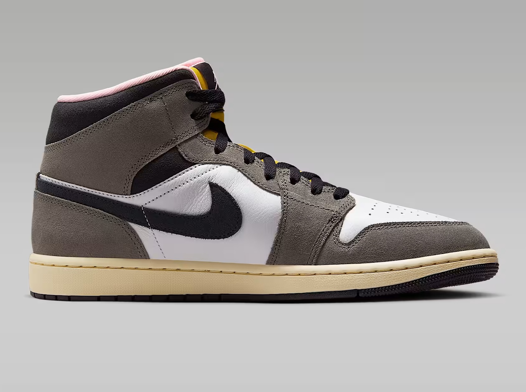 Tenis Air Jordan 1 Mid SE Gris/blanco Hombre Tallas #25 al #30