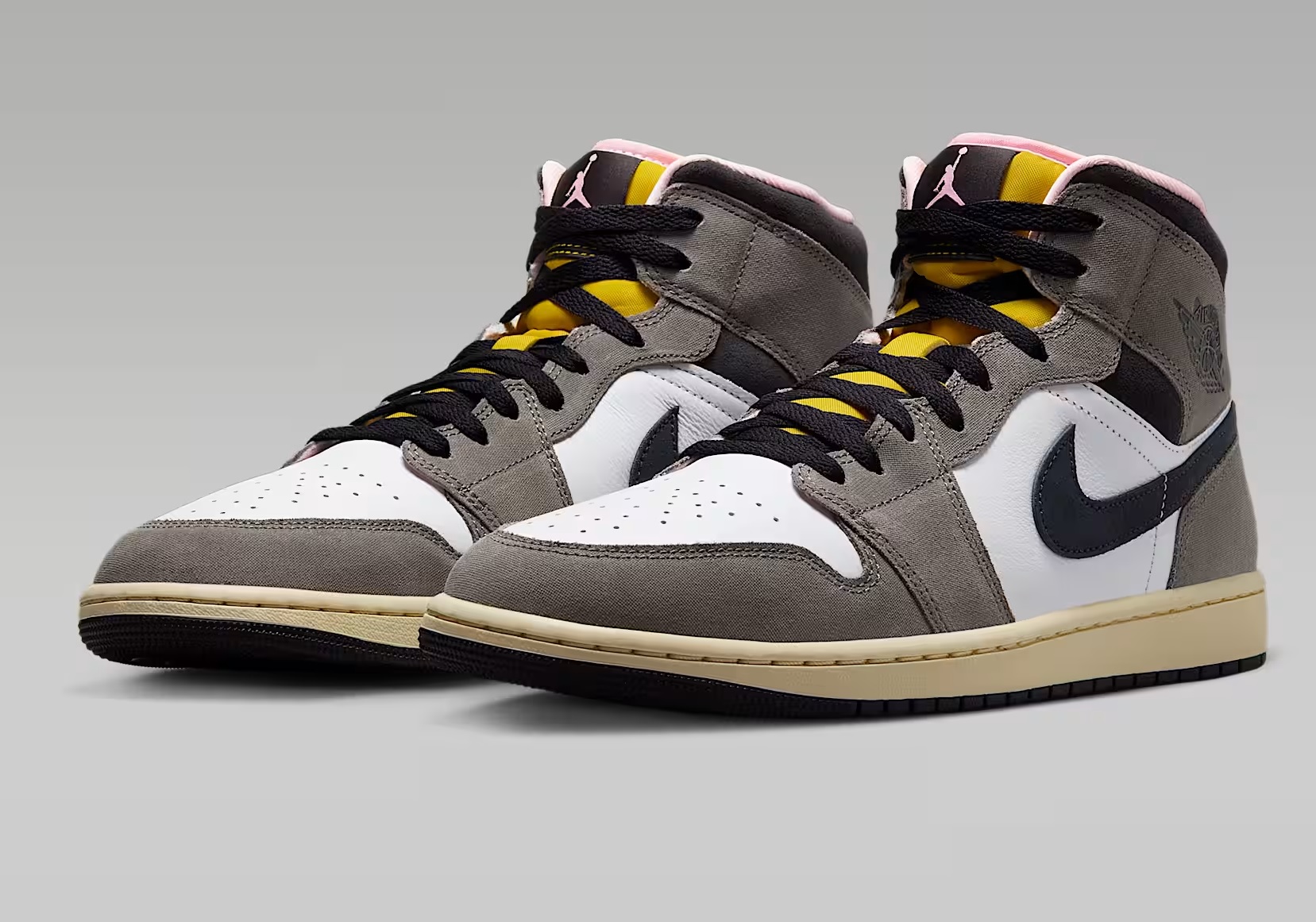 Tenis Air Jordan 1 Mid SE Gris/blanco Hombre Tallas #25 al #30