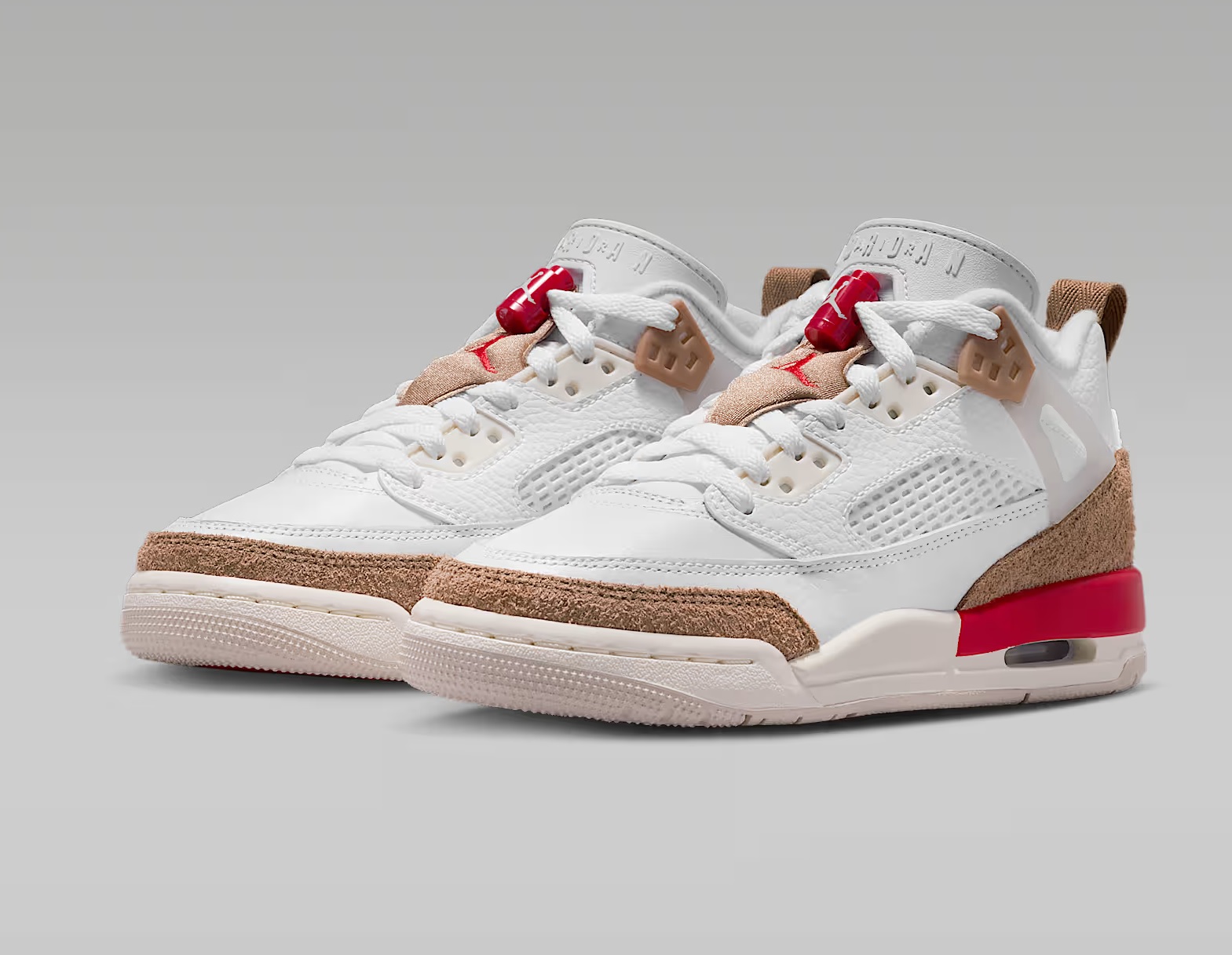 Tenis Jordan Spizike Low Blanco/cafe/rojo Niños Tallas #22.5 al #25