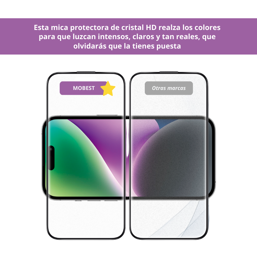 MOBEST,  Mica De Cristal Templado HD para Apple iPhone 17 Pro Max, Colores más Nítidos y Protección Total