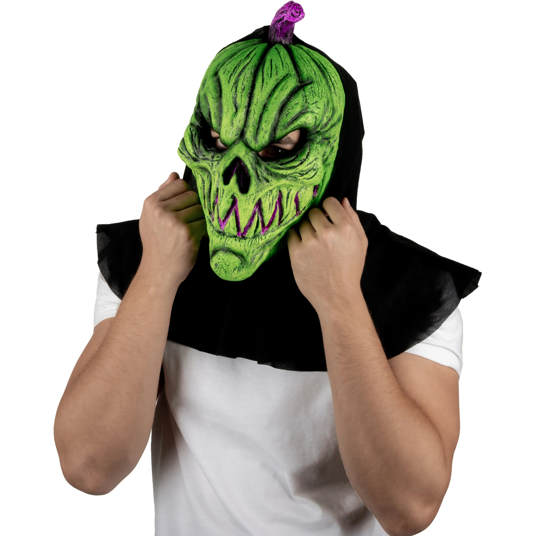 Máscara De Calabaza Efecto Neon, Disfraz Calabaza Poseida Halloween