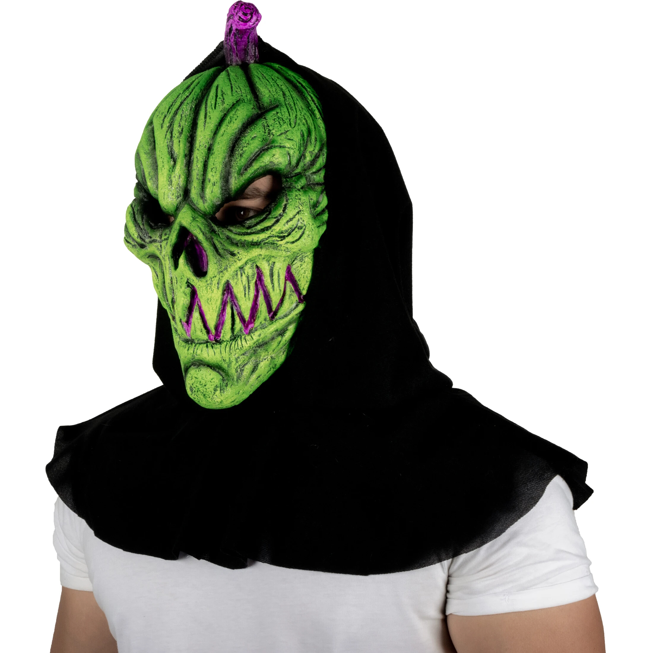 Máscara De Calabaza Efecto Neon, Disfraz Calabaza Poseida Halloween