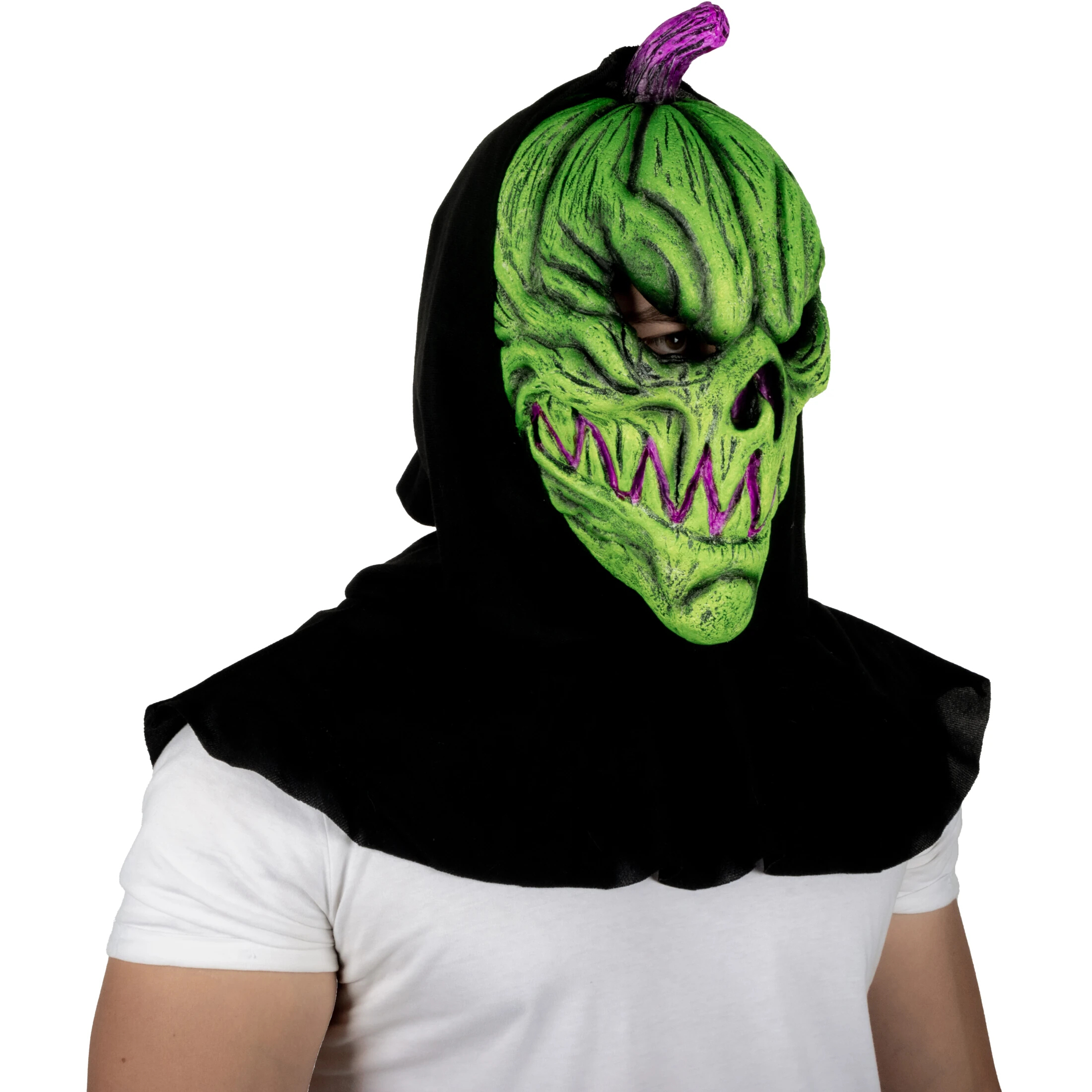 Máscara De Calabaza Efecto Neon, Disfraz Calabaza Poseida Halloween