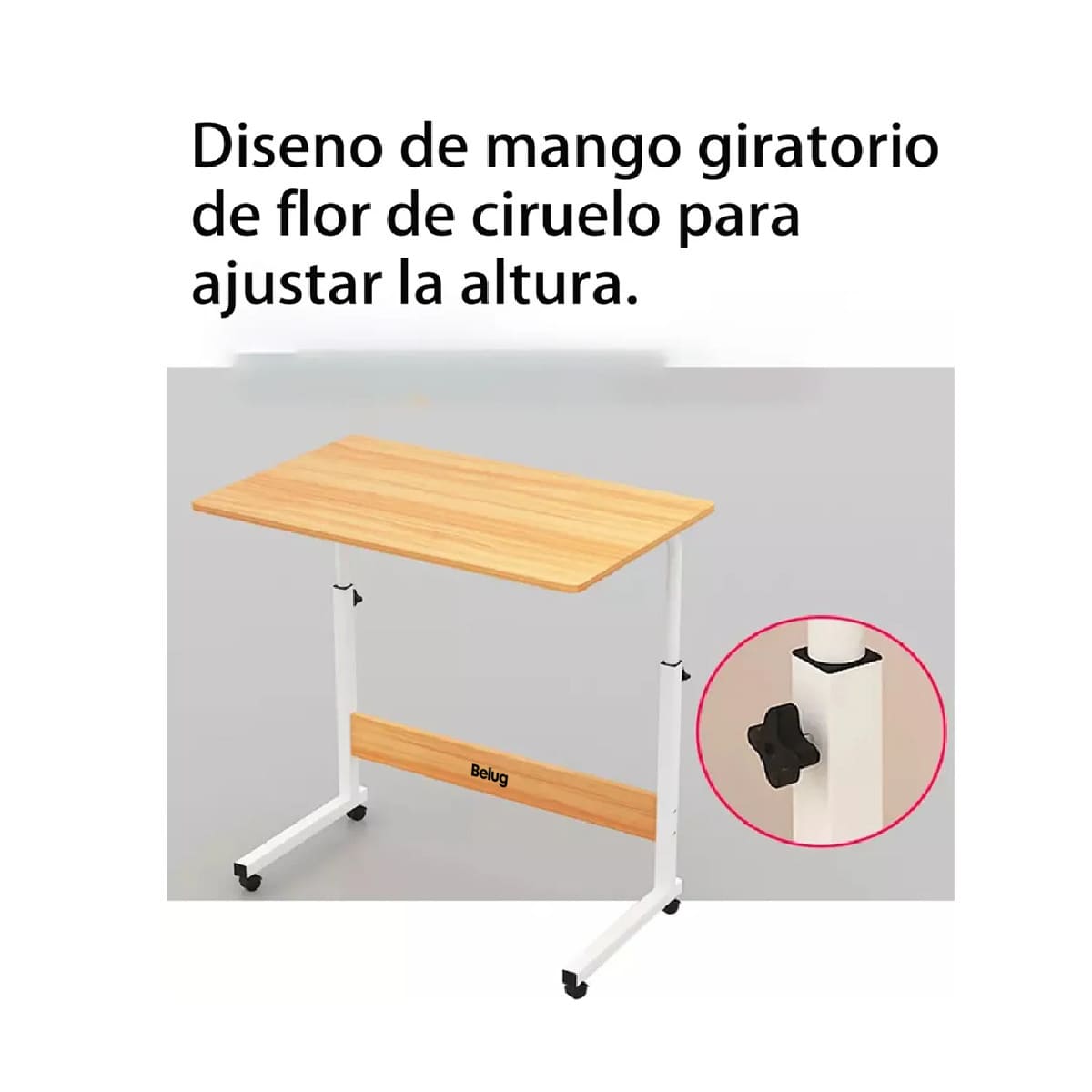 Escritorio Móvil Regulable En Altura Con Ruedas Mesa Auxilia Beige