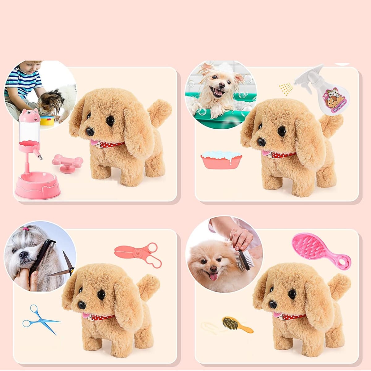 14 Juguete Mascota Perros Electrico Peluche,regalo Para Niña rosa