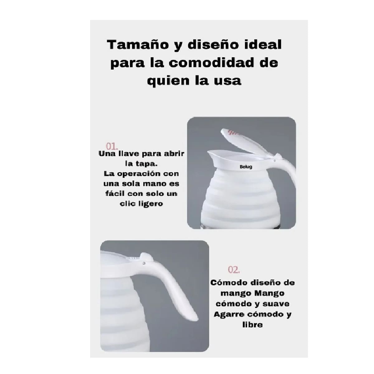 Tetera Jarra Electrica Hervidor Agua Plegable Pava Portátil rosa
