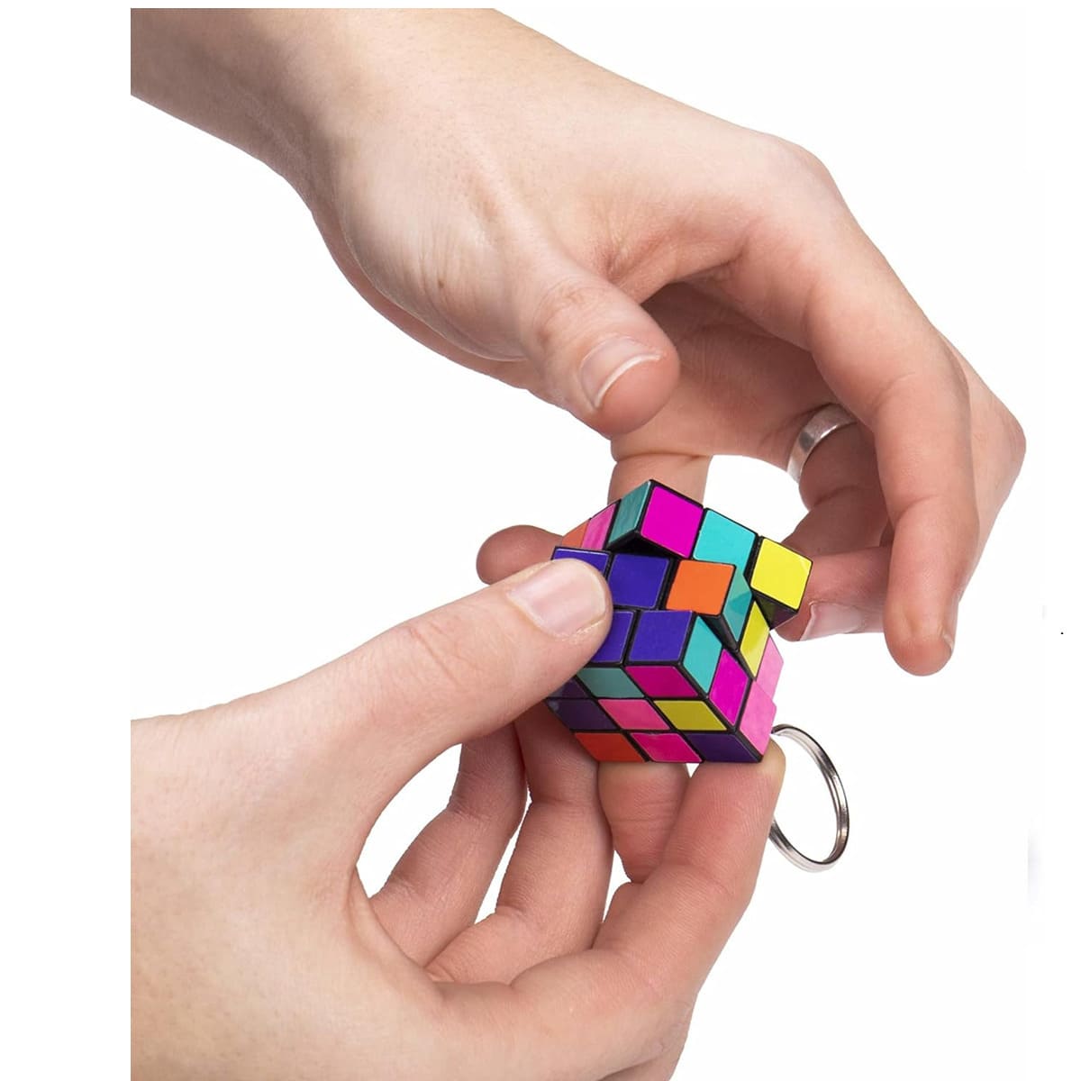 50 Llavero Cubo Rubik 3x3 Mayoreo Fiestas Cumpleaños colores morado azul rosa