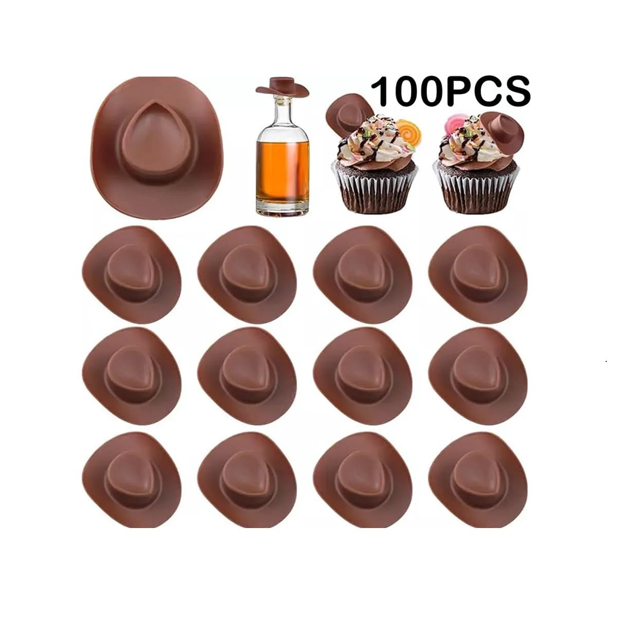 100 Piezas Mini Sombrero De Vaquero Occidental Pequeño cafe