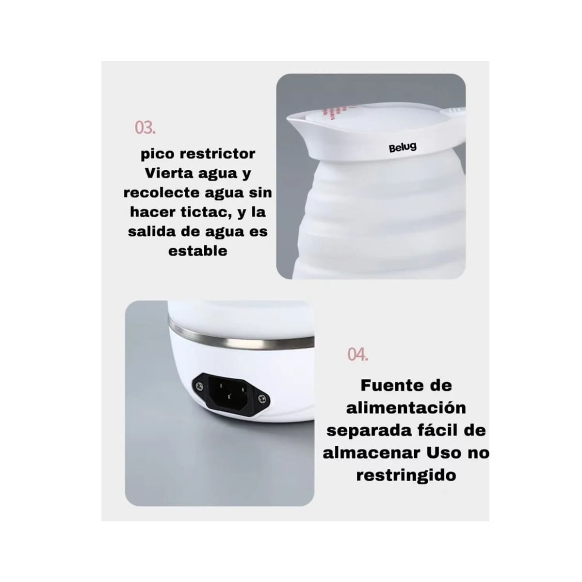 Tetera Jarra Electrica Hervidor Agua Plegable Pava Portátil rosa
