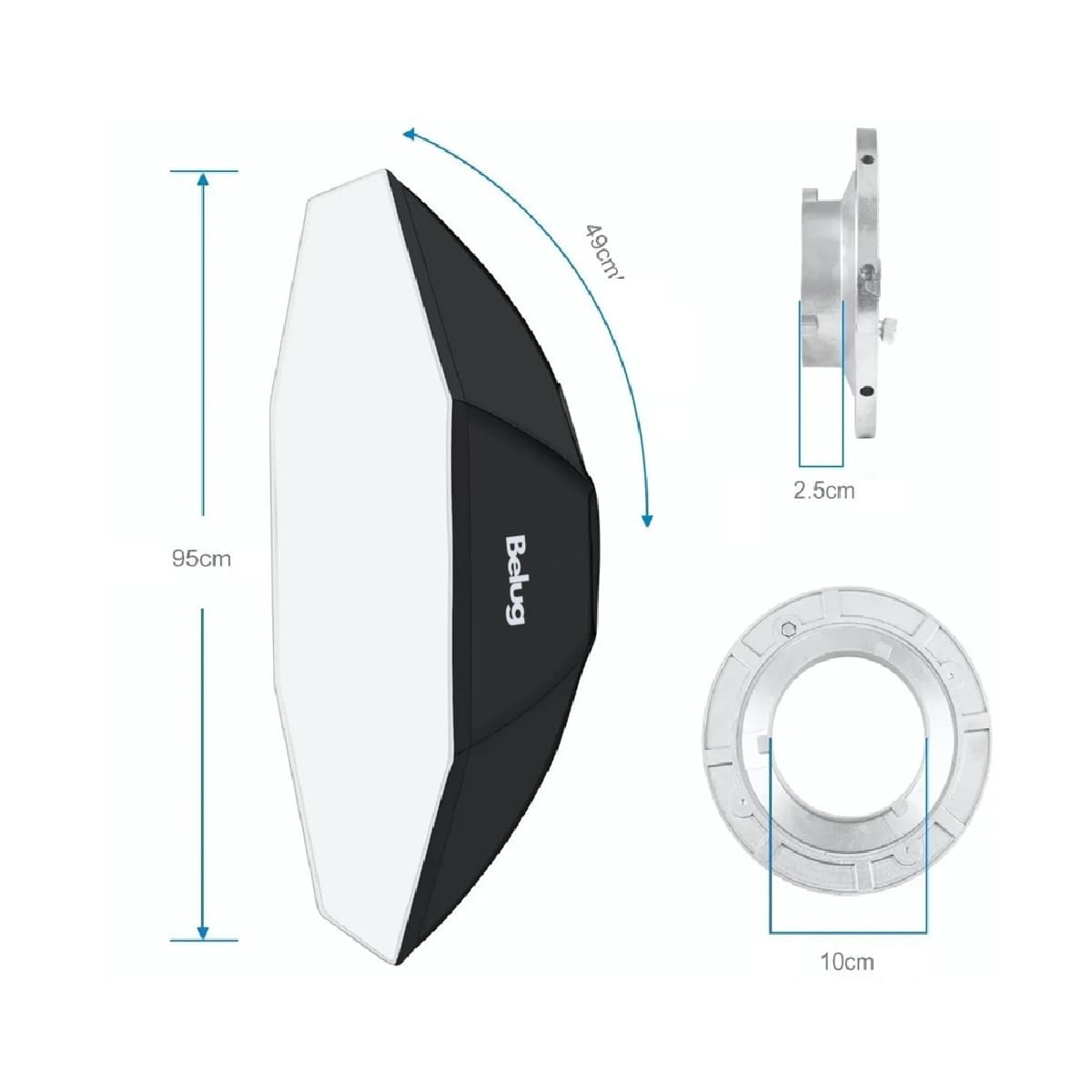 Octabox 95cm Nuevo Diseño Softbox Difusor Octogonal negro blanco