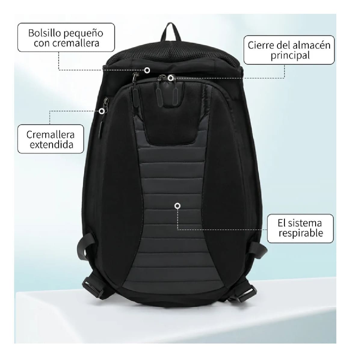 Mochila Impermeable De Fibra De Carbono De 30-48l Para Moto NEGRO