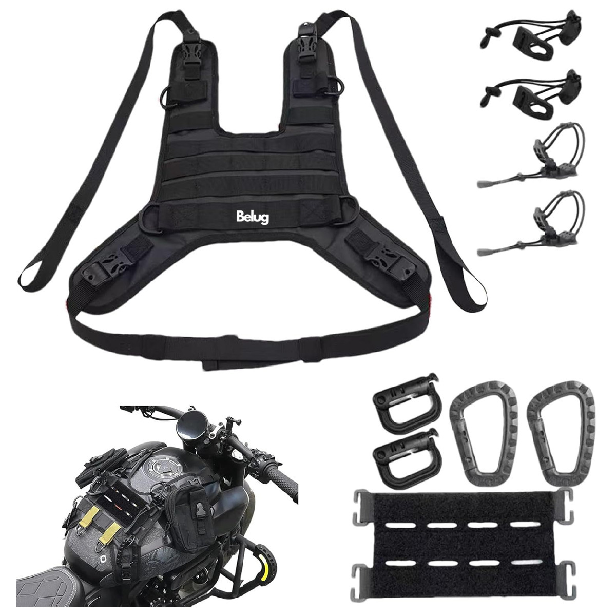 Chaleco Tanque De Motocicleta Con Varios Accesorios NEGRO