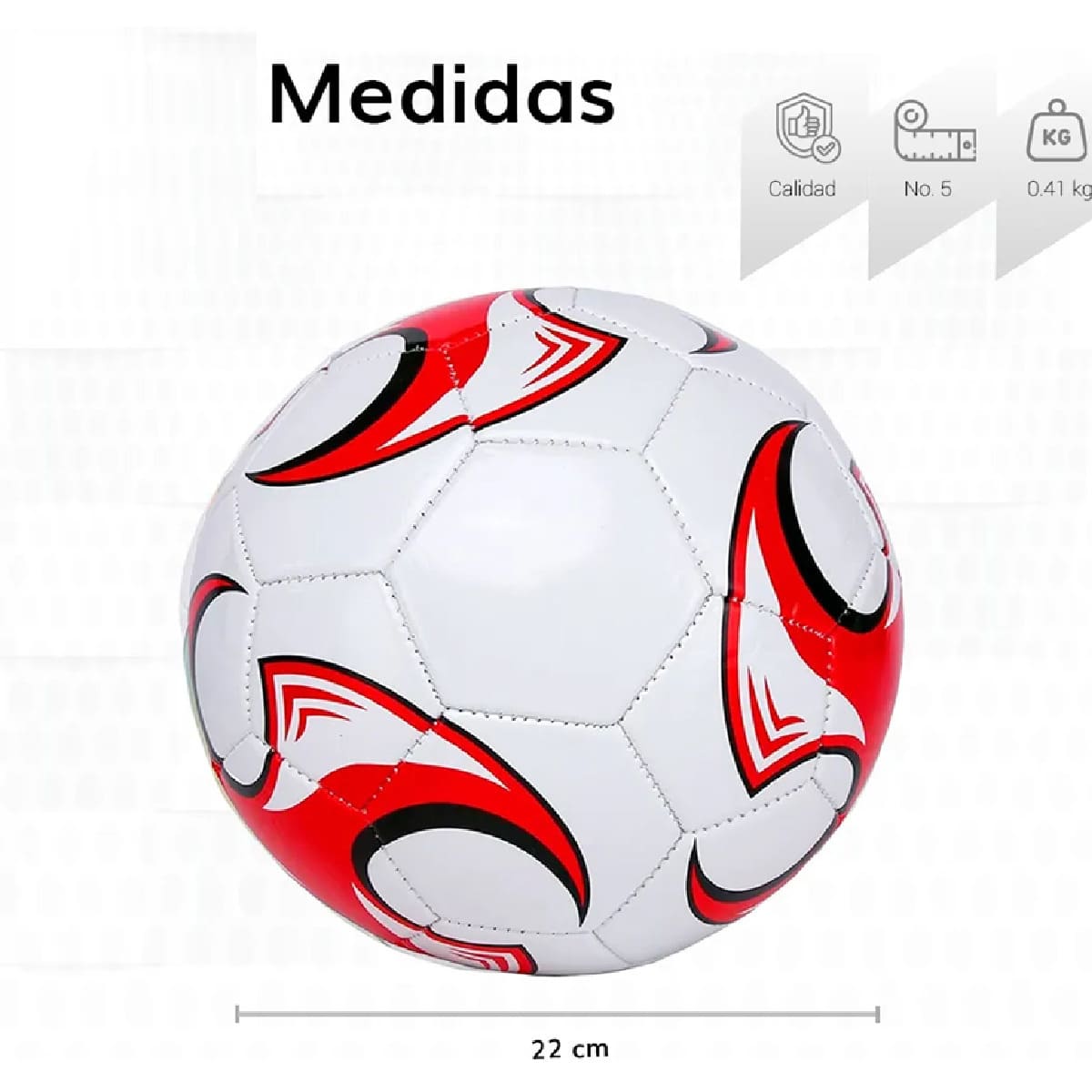 Balon Futbol Soccer No. 5 Laminado Color Rojo y blanco