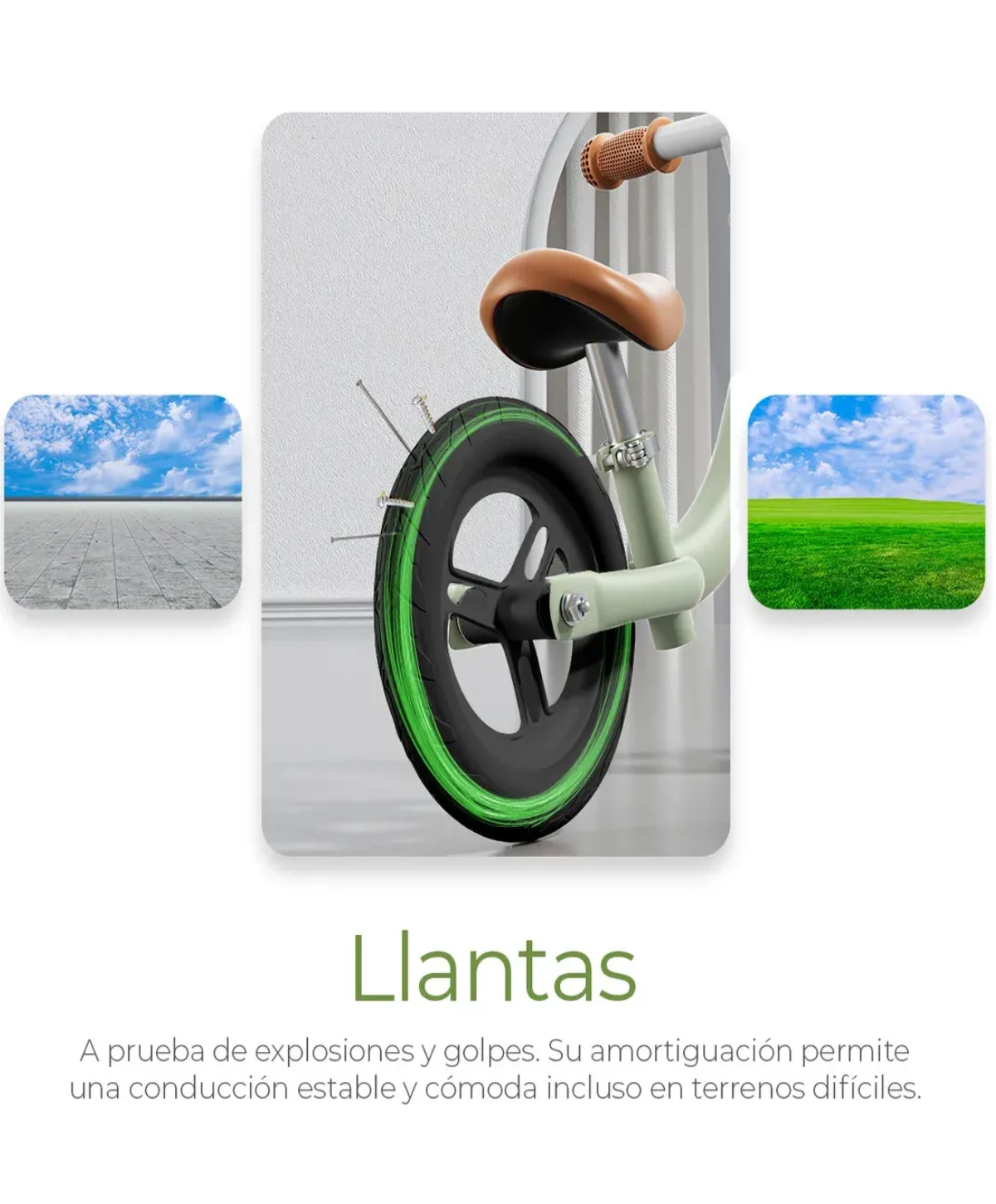 Bicicleta De Equilibrio Sin Pedales Entrenadora Para Niños verde
