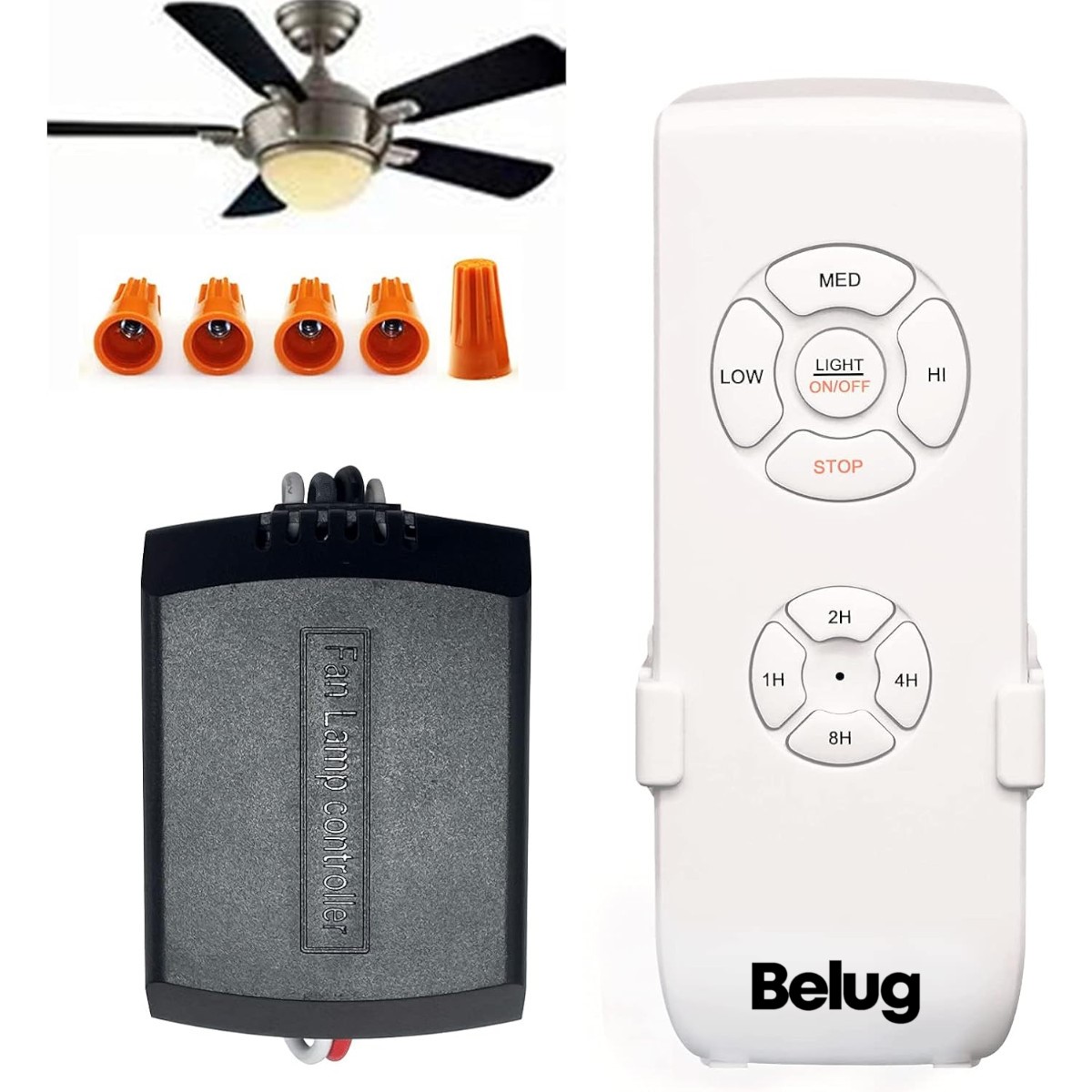 Kit De Control Remoto Lámpara Ventilador De Techo Compacto blanco negro