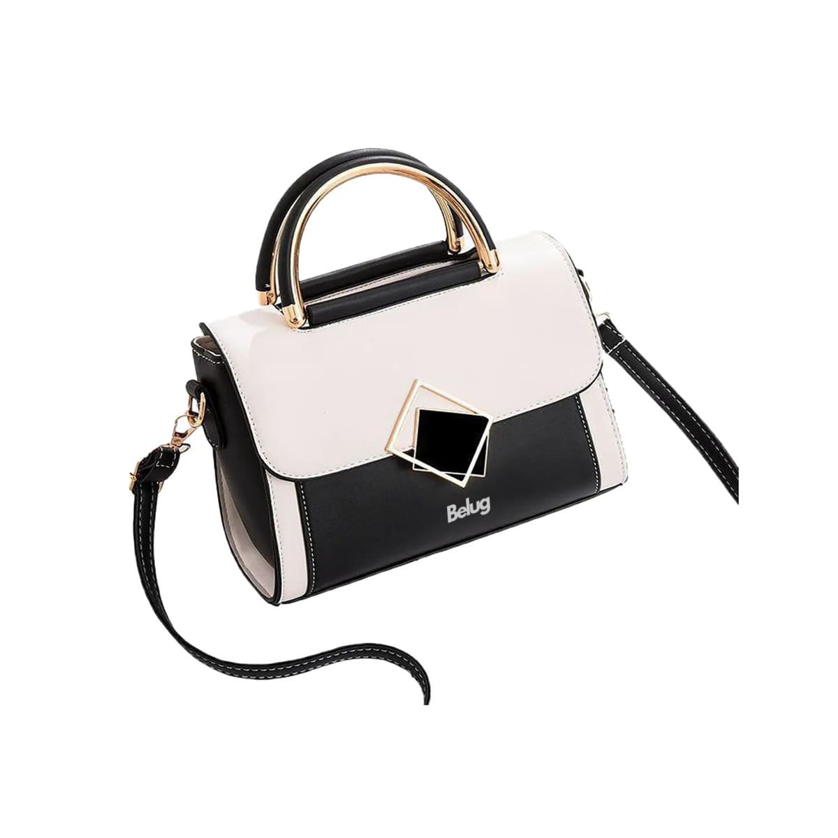 Bolso De Hombro Para Mujer, Bolso De Gran Capacidad Negro/Blanco