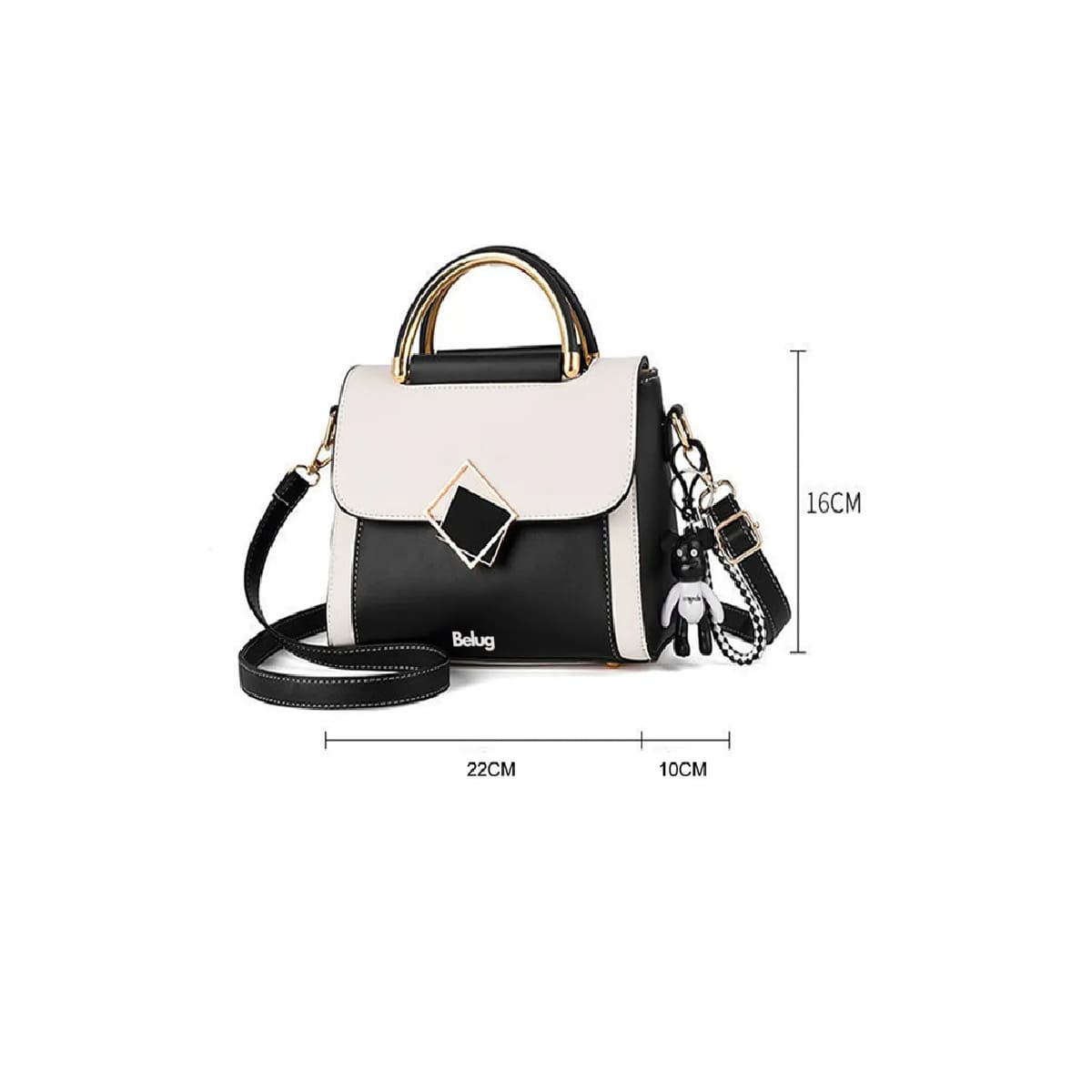 Bolso De Hombro Para Mujer, Bolso De Gran Capacidad Negro/Blanco