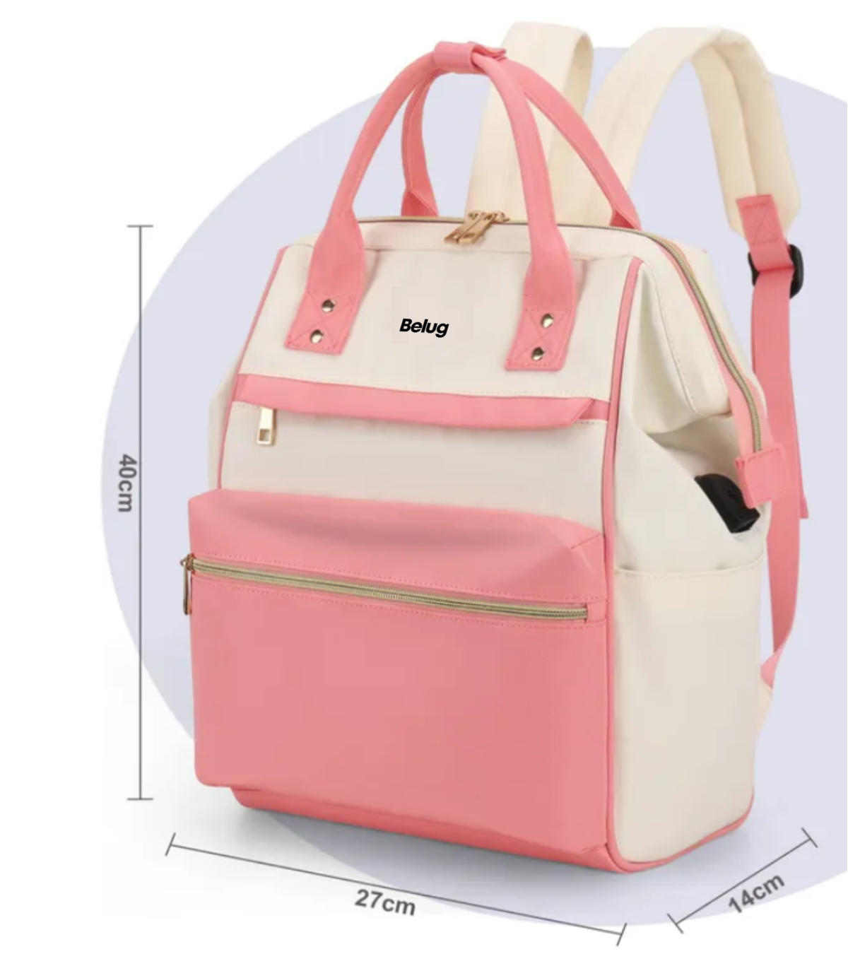 Mochila Para Laptop Escolar Mochila impermeable Rosa-Blanco