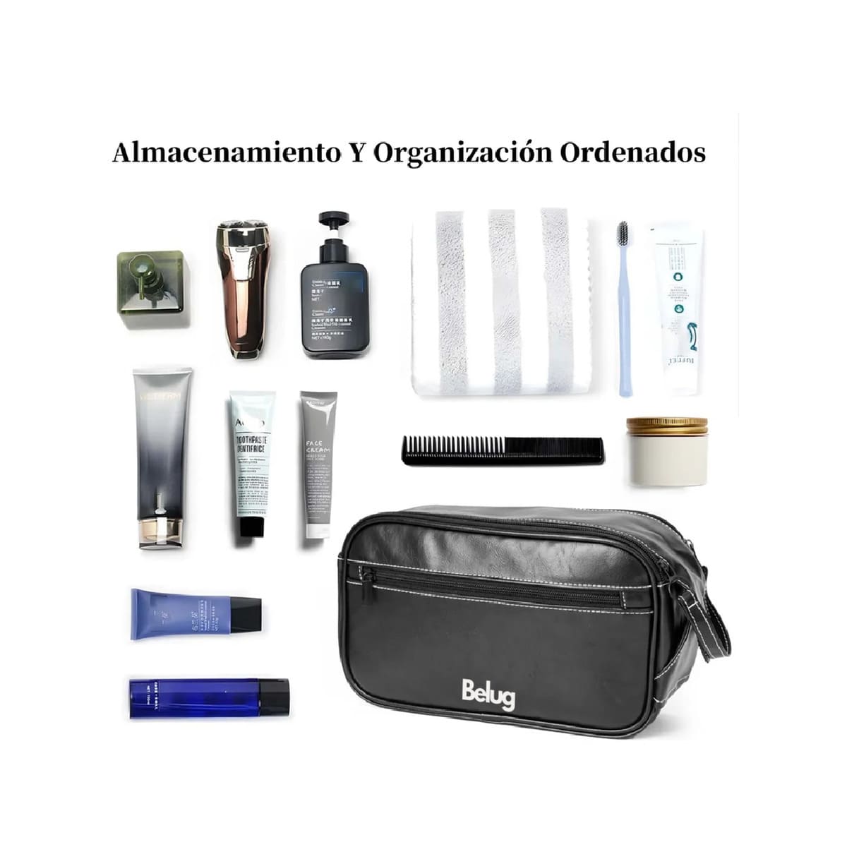 Neceser Bolsa Sobaquera Para Hombre Organizador De Viaje negro lineas blancas