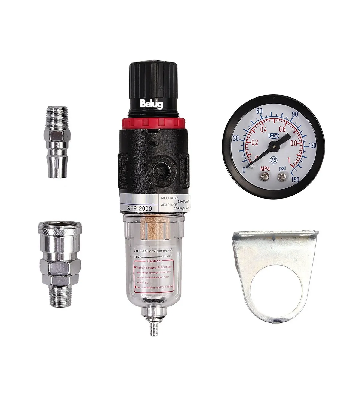 Filtro Y Regulador De Aire Para Compresor Entrada 1/4 Npt Belug